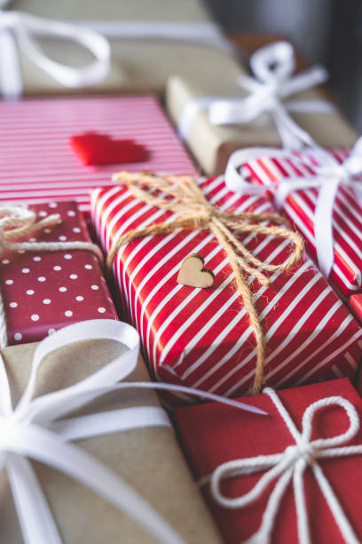 istock Group of red gift boxes, special event day present concept, copy space 1196167118