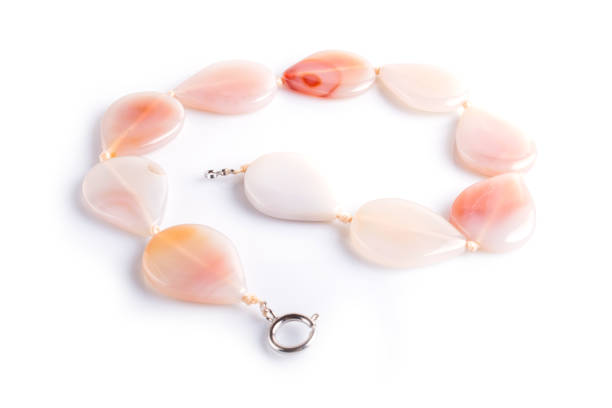 istock agate colored beads isolated on white background. top view, close up. 1196169707