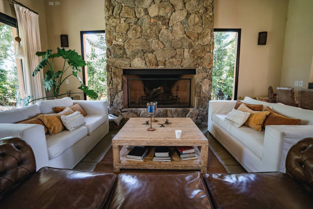 Beautiful living room with fireplace