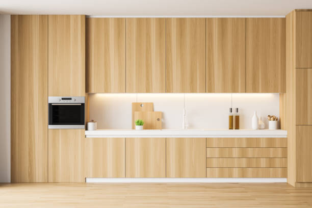 istock White and wooden kitchen interior with countertop 1196170714