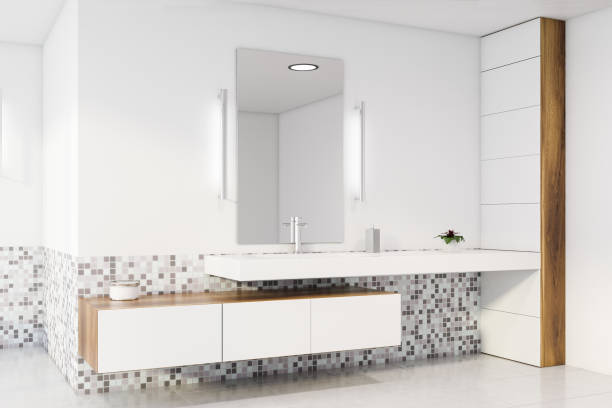 istock White and mosaic bathroom corner with sink 1196171434