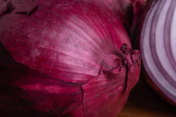Fresh Red Onion Macro Close Up Photo