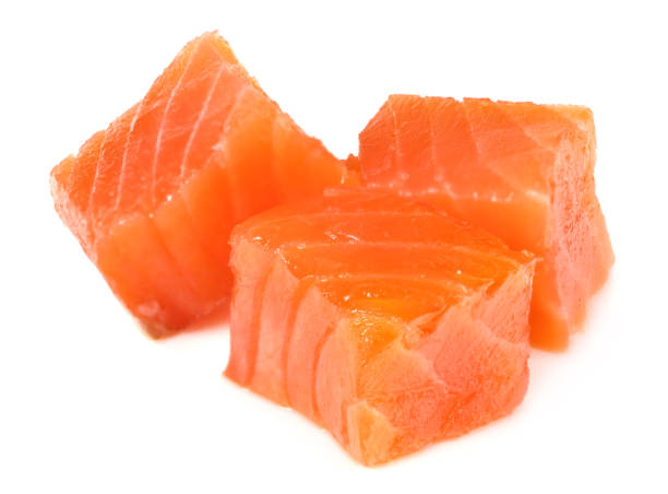 istock Red fish. Raw salmon fillet isolate on white background 1196177950