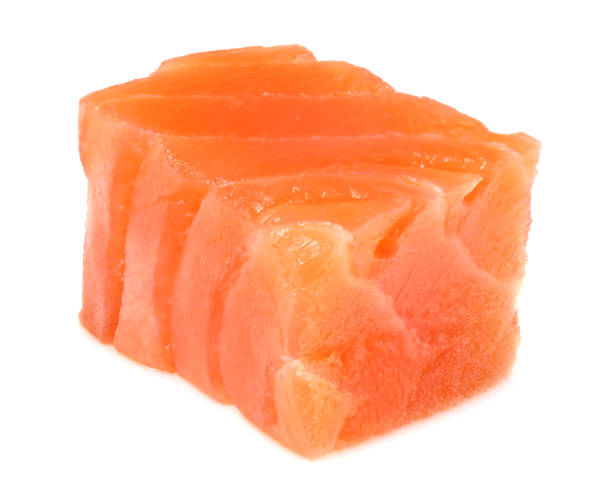 istock Red fish. Raw salmon fillet isolate on white background 1196178023
