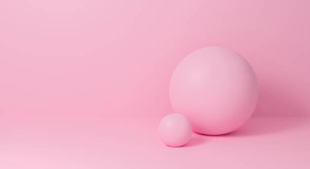 istock Abstract pink on floor minimal scene background with sphere shape. Realistic 3d render design for display product on website, poster and horizontal banner. Creative soft pastel balls in empty space. 1196182415