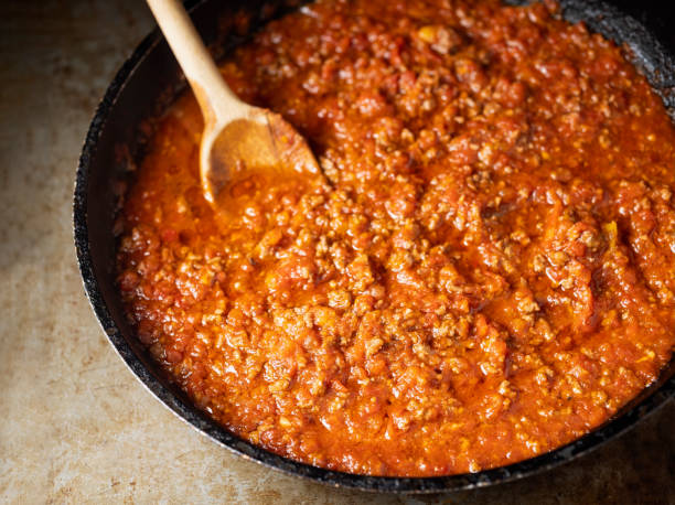 istock pan of rustic italian bolognese meat sauce 1196182481