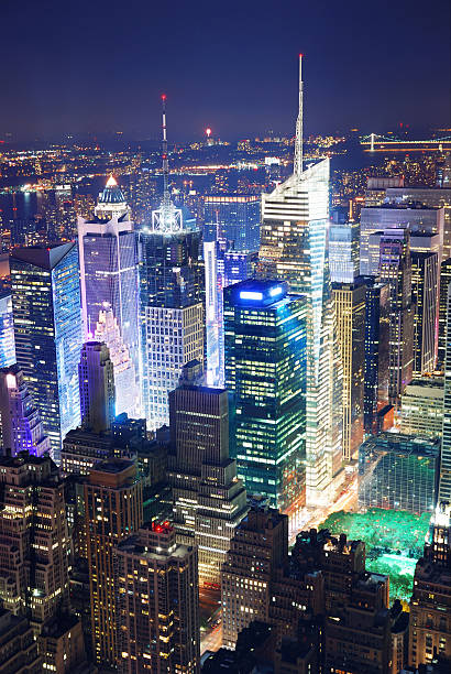 istock Times Square aerial view at night 119618526
