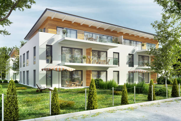 istock Road and modern townhouse with terraces 1196188487