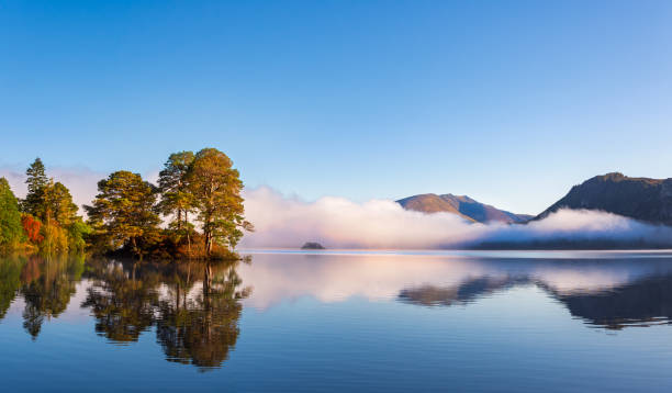 Lake Derwentwater The lake of Derwentwater is in the English Lake District. derwent water stock pictures, royalty-free photos & images