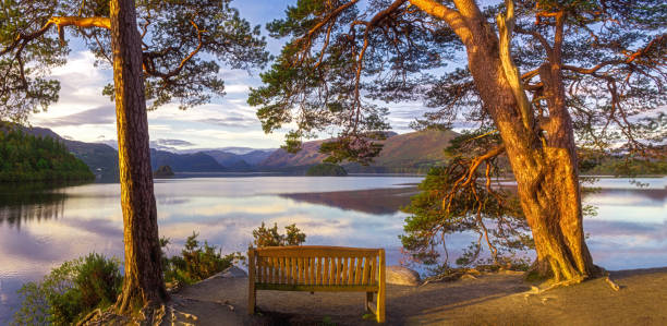 Lake Derwentwater The lake of Derwentwater is in the English Lake District. derwent water stock pictures, royalty-free photos & images