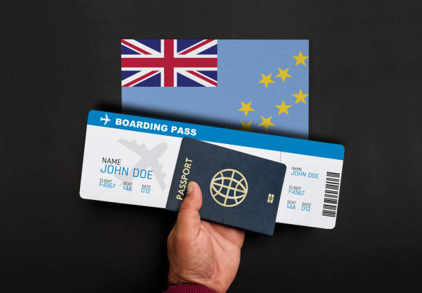 istock passport, boarding pass and flag of Tuvalu 1196190739