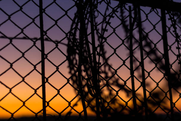 istock Silhouette Razor Barbed Tape Wire 