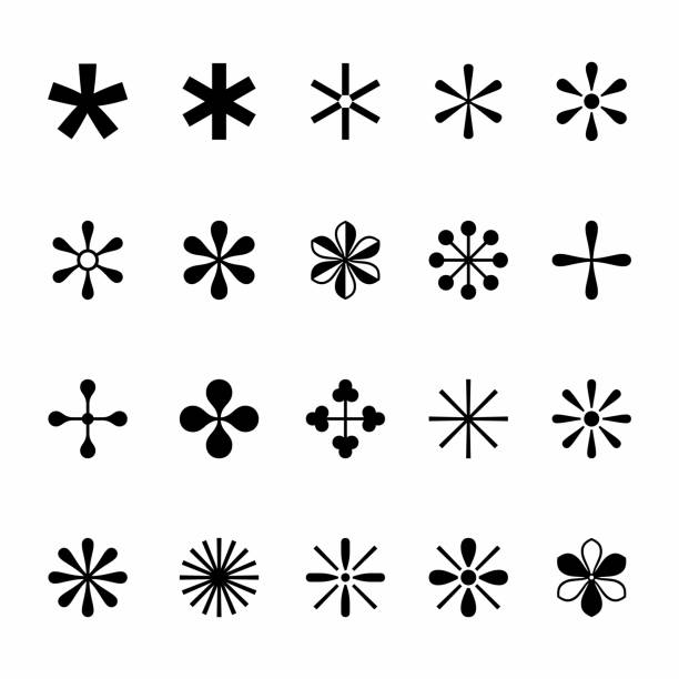 Set of asterisks A Set of asterisks on the white background abstract symbols stock illustrations