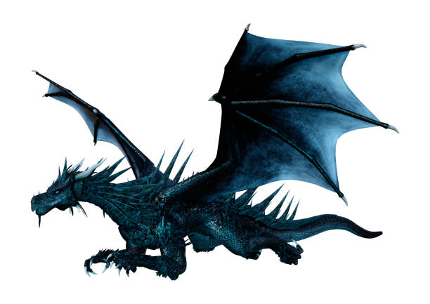 istock 3D illustration fantasy dragon on white 1196199273
