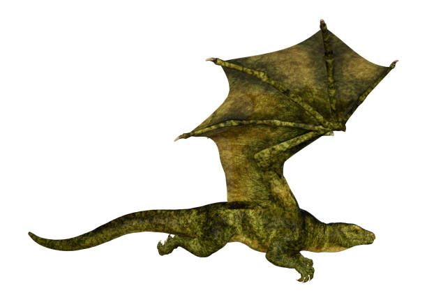 istock 3D illustration fantasy dragon on white 1196203812