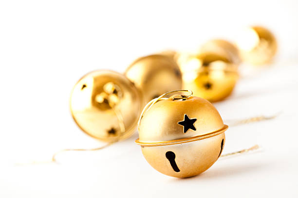 istock Golden Christmas baubles on white 119620476