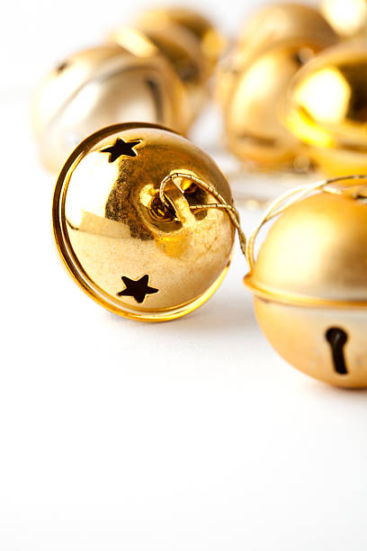 istock Golden Christmas baubles on white 119620530