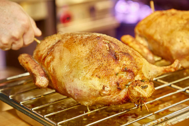 istock Christmas duck or goose cooked with toppings and boneless. 1196208138