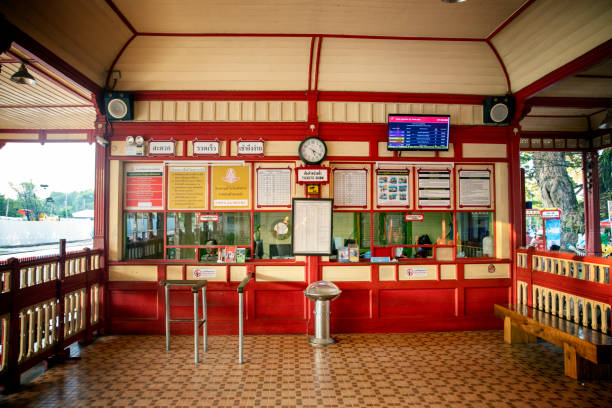 Hua Hin Railway station ticket office stock photo
