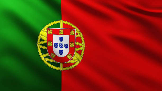 istock Large Portuguese Flag background in the wind 1196212425