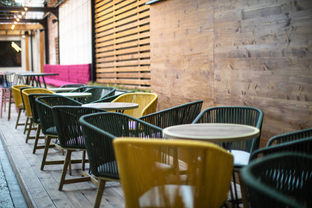 istock Modern sidewalk cafe early in the morning 1196214955