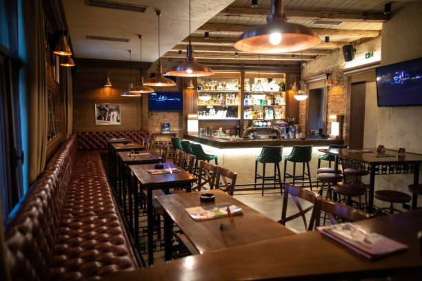 istock Interior of a pub without customers 1196215077