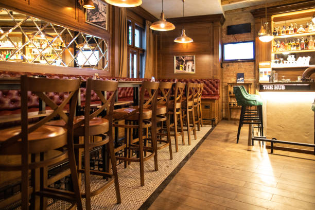 istock Interior of a pub without customers 1196215410