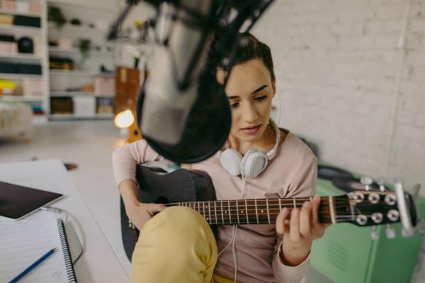 istock Composing music in home music studio 1196227161