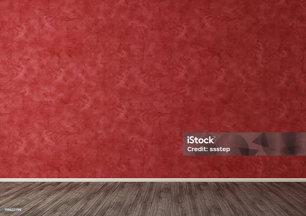 Parede vermelha na sala vazia - Foto de stock de Parede royalty-free