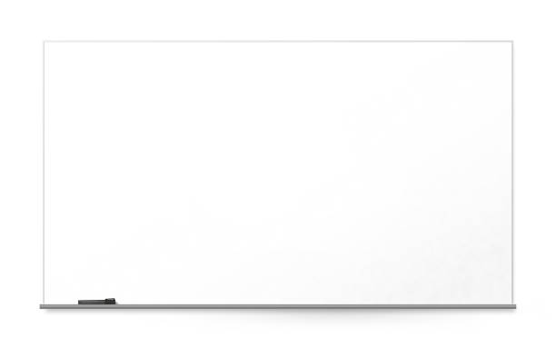 壁に空白のオフィスホワイトボード、白い背景に隔離されています。 - フリップチャート ストックフォトと画像