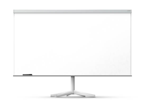 istock Blank office whiteboard on the monopod, isolated on white background. 1196228618