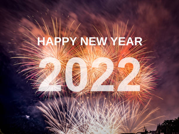 istock Happy new year 2022 with fireworks background 1196229623