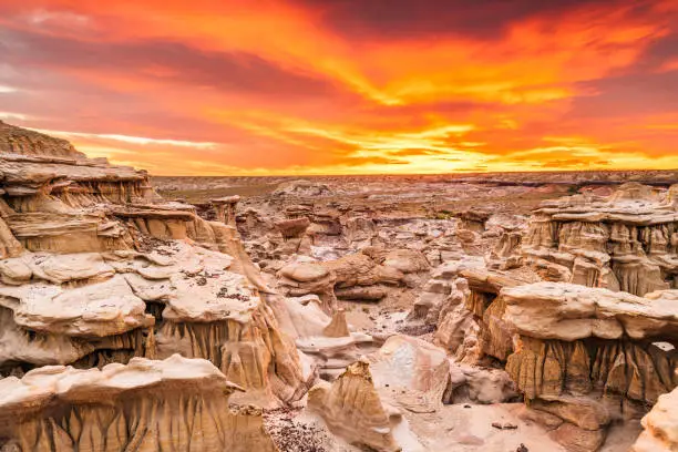 Photo of Bisti Badlands, New Mexico, USA hoodoo rock formations