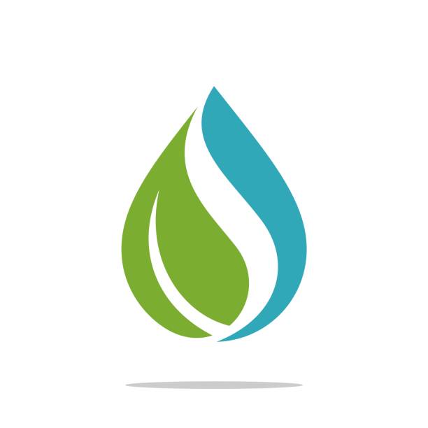 illustrazioni stock, clip art, cartoni animati e icone di tendenza di design illustrazione modello logo natural drop water spa. vettore eps 10. - leaf environmental conservation green water