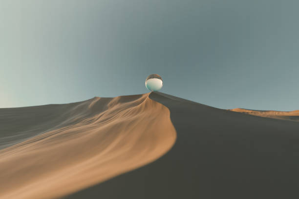 istock 3d rendering of crystal ball laying on sand dune 1196232846