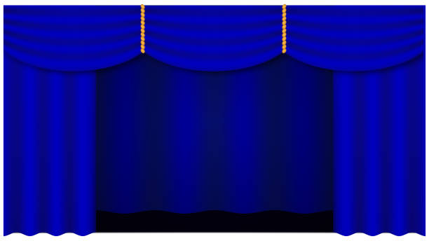 istock Theater curtain on white background. Theater stage. Decoration element. Classic cover design for decorative design. Blue curtain. Isolated vector. Cinema premiere 1196233449