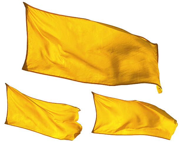 Three variants of yellow waiving flag stock photo