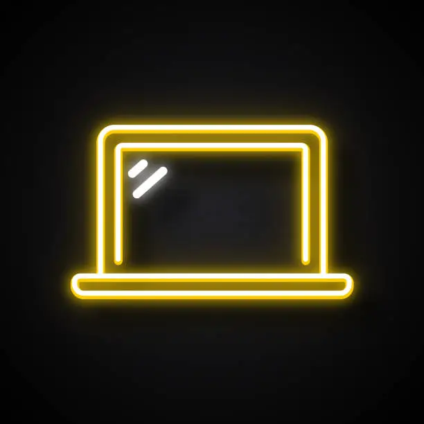 Vector illustration of Glowing Neon Effect Laptop Icon. Outline Symbol Collection