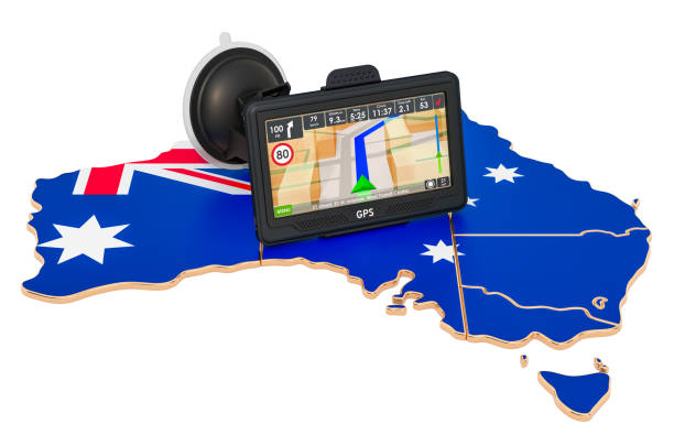 istock GPS navigation in Australia, 3D rendering isolated on white background 1196243570