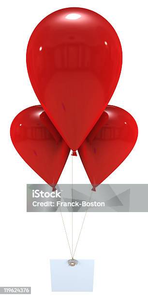 Nachricht Mit Rote Luftballons Stockfoto und mehr Bilder von Briefumschlag - Briefumschlag, Bunt - Farbton, Dekoration
