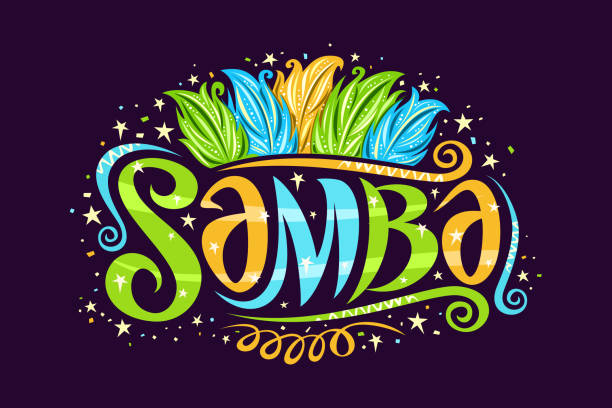 ilustraciones, imágenes clip art, dibujos animados e iconos de stock de etiqueta vectorial para samba brasileña - samba dancing