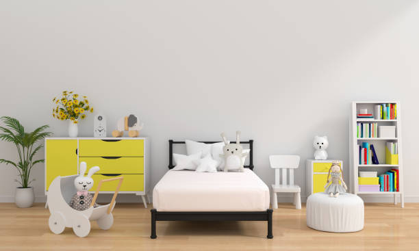 istock White child room interior for mockup, 3D rendering 1196243958
