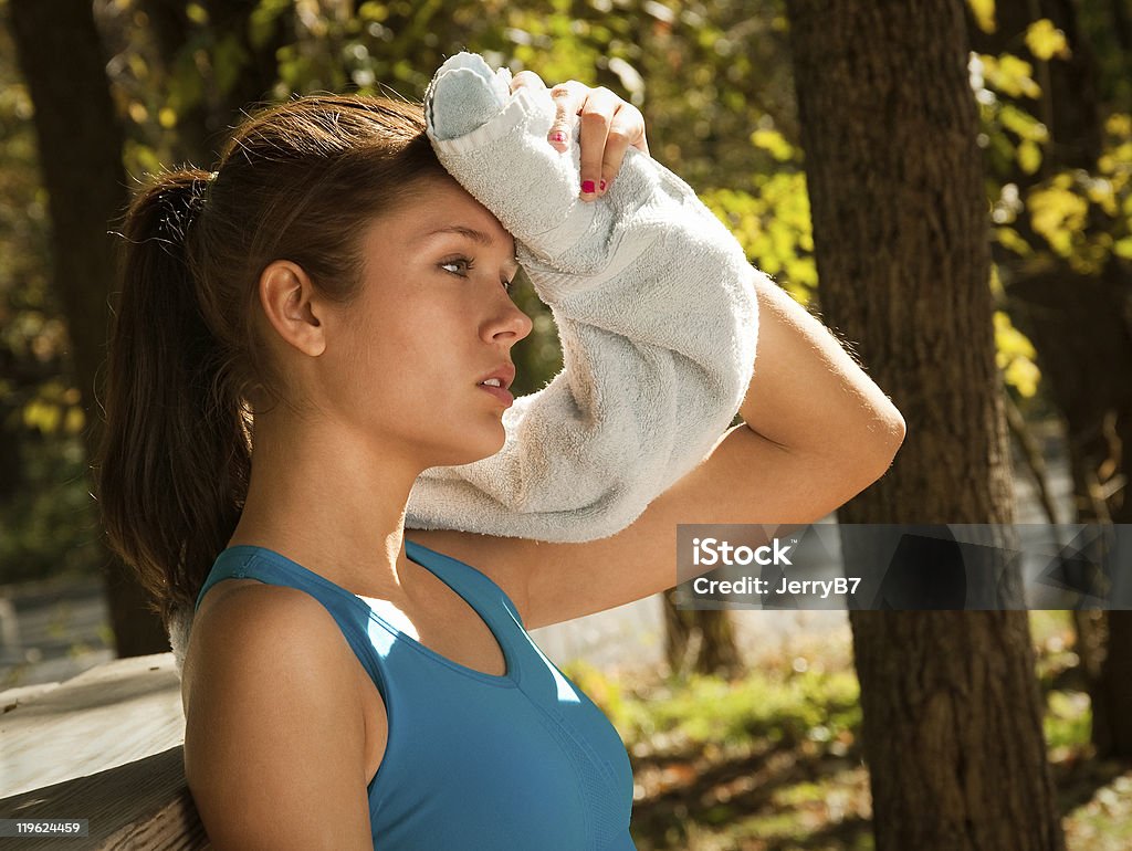 Toweling after a Run  Abdominal Muscle Stock Photo