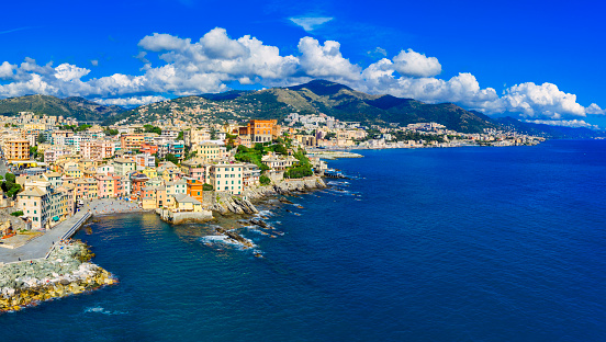 Boccadasse neighborhood of Genoa aerial view