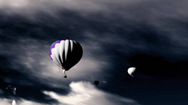 istock Air Balloon in the sky 3D Rendering 1196249942