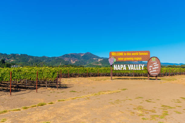 ナパバレーサインへようこそ - napa valley vineyard sign welcome sign ストックフォトと画像