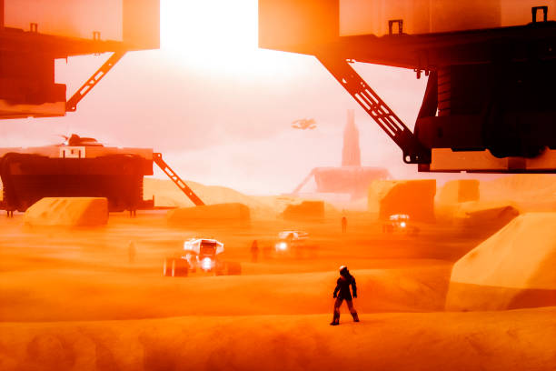 istock Futuristic image of Mars terraforming 1196258118
