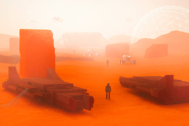 istock Futuristic image of Mars terraforming 1196258164