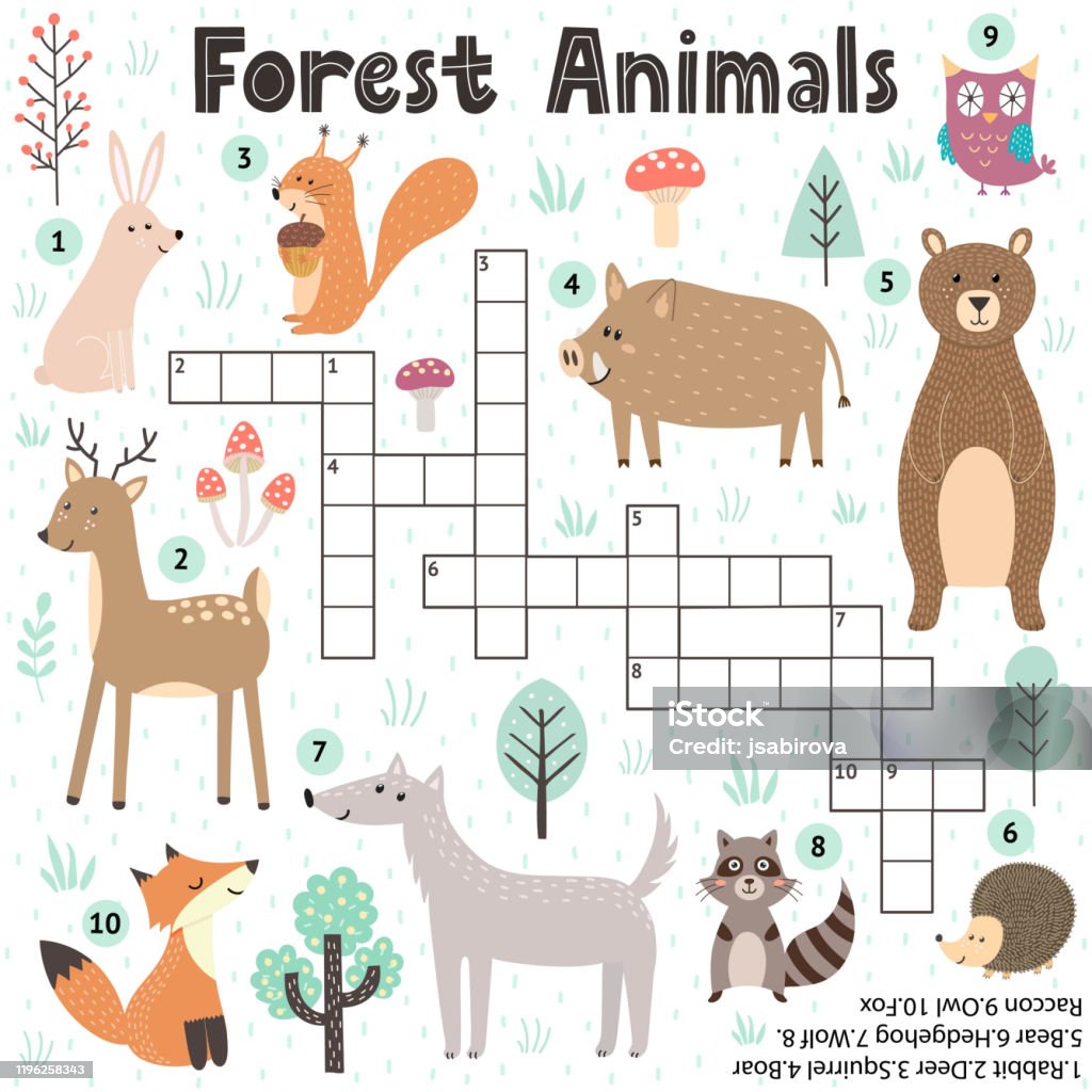 Crossword Game For Kids With Cute Forest Animals Stock Illustration -  Download Image Now - Crossword Puzzle, Wild Boar, Animal - iStock
