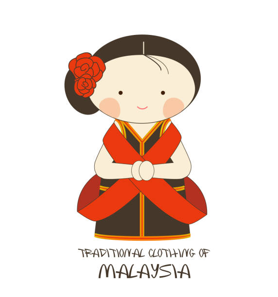 ilustraciones, imágenes clip art, dibujos animados e iconos de stock de ropa tradicional de malasia - global traditional culture global communications child